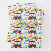 Schattigee 2e Verjaardag Rode Golfkar Jongen's Inpakpapier Vel (In situ)