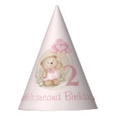 Schattigee 2e Verjaardag Teddybeer Roze Party Pett Feesthoedjes (Voorkant)