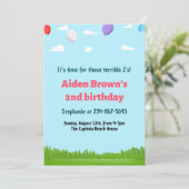 Schattigee 2e verjaardagsuitnodiging voor peuters  kaart (Staand voorkant)