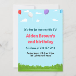Schattigee 2e verjaardagsuitnodiging voor peuters kaart