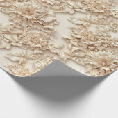 Schattigee 3-D Ivoor/Gouden Kerstbloemen Cadeaupapier (Hoek)