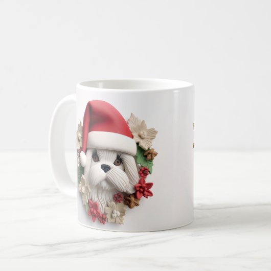 Schattigee 3-D Shih-tzu Dog Christmas Wrap Koffiemok (Voorkant links)