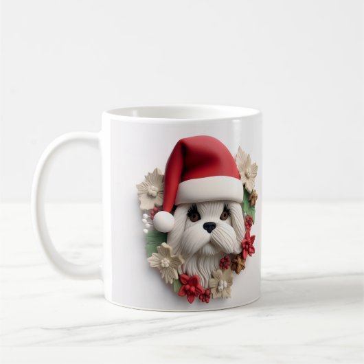 Schattigee 3-D Shih-tzu Dog Christmas Wrap Koffiemok (Links)