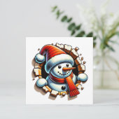 Schattigee 3-D Snowman Gepersonaliseerde Kerst Feestdagenkaart (Staand voorkant)