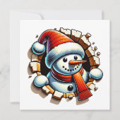 Schattigee 3-D Snowman Gepersonaliseerde Kerst Feestdagenkaart (Voorkant)