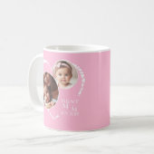 Schattigee 3-foto Roze & Wit Hart, "Beste moeder o Koffiemok (Voorkant links)