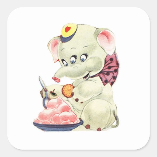 Schattigee 3-ogige olifant Sticker - Set van 6 (Voorkant)