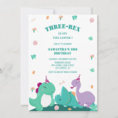 Schattigee 3-rex 3e Dinosaurus Verjaardag Kaart (Voorkant)