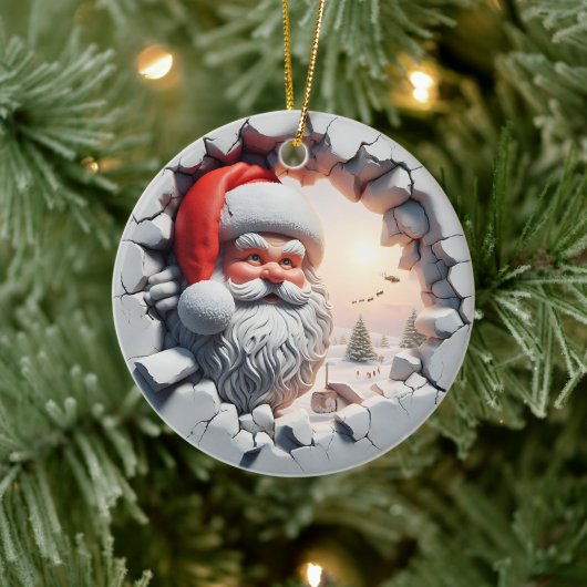 Schattigee 3d-kerstman keramisch ornament (Boom)