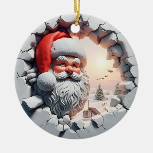 Schattigee 3d-kerstman keramisch ornament (Voorkant)