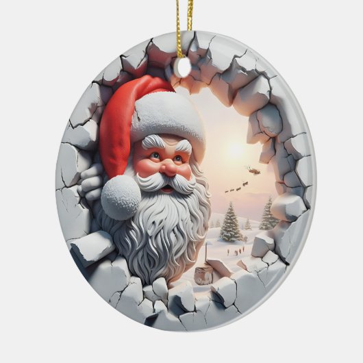 Schattigee 3d-kerstman keramisch ornament (Links)