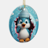 Schattigee 3D Pinguïn Xmas Keramisch Ornament (Rechts)