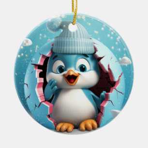 Schattigee 3D Pinguïn Xmas Keramisch Ornament