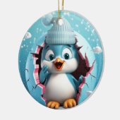 Schattigee 3D Pinguïn Xmas Keramisch Ornament (Links)