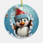 Schattigee 3D Pinguïn Xmas Keramisch Ornament (Voorkant)