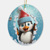 Schattigee 3D Pinguïn Xmas Keramisch Ornament (Links)