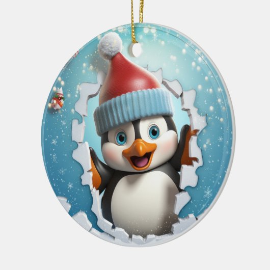 Schattigee 3D Pinguïn Xmas Keramisch Ornament (Links)