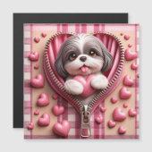 Schattigee 3D Puppy op een roze en witte achtergro (Voorkant / Achterkant)