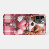 Schattigee 3D Puppy op een roze en witte achtergro Case-Mate iPhone Case (Achterkant (horizontaal))