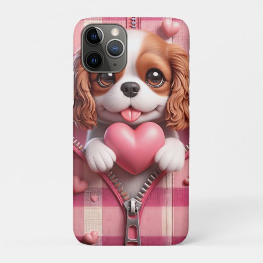 Schattigee 3D Puppy op een roze en witte achtergro Case-Mate iPhone Case (Achterkant)
