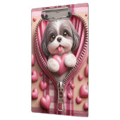 Schattigee 3D Puppy op een roze en witte achtergro Klembord (Links)