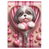 Schattigee 3D Puppy op een roze en witte achtergro Klembord (Achterkant)