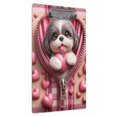 Schattigee 3D Puppy op een roze en witte achtergro Klembord (Rechts)
