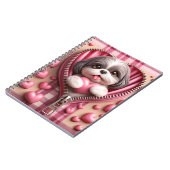 Schattigee 3D Puppy op een roze en witte achtergro Notitieboek (Linkerzijde)