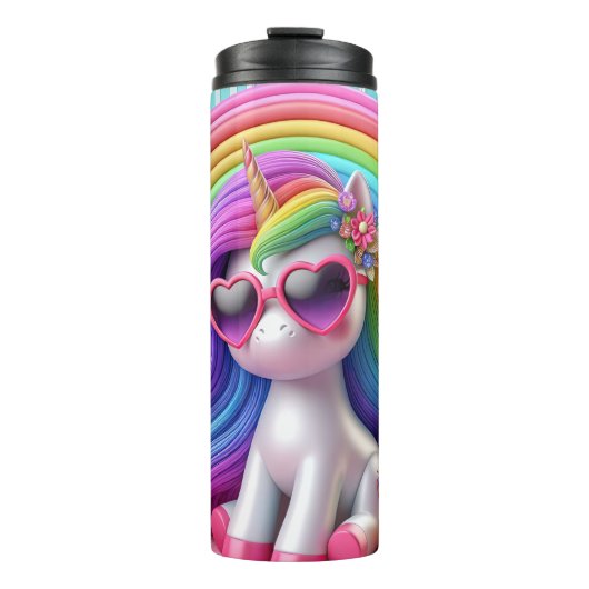 Schattigee 3D Rainbow Unicorn Tumbler | kleurrijke Thermosbeker (Voorkant)
