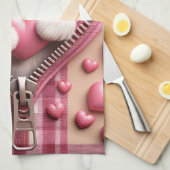 Schattigee 3D Shih Tzu op een roze en witte achter Theedoek (Quarter Fold)