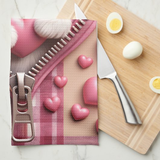 Schattigee 3D Shih Tzu op een roze en witte achter Theedoek (Quarter Fold)