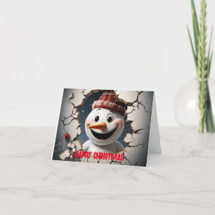 Schattigee 3D Sneeuwman Happy Christmas Feestdagen Kaart