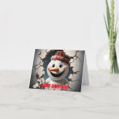 Schattigee 3D Sneeuwman Happy Christmas Feestdagen Kaart (Voorkant)