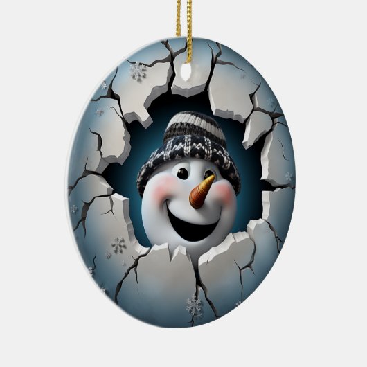 Schattigee 3D Sneeuwman Xmas Keramisch Ornament (Rechts)