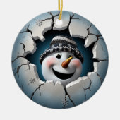 Schattigee 3D Sneeuwman Xmas Keramisch Ornament (Voorkant)
