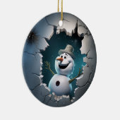 Schattigee 3D Sneeuwman Xmas Keramisch Ornament (Rechts)