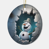Schattigee 3D Sneeuwman Xmas Keramisch Ornament (Links)