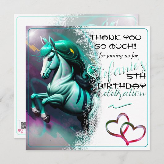 Schattigee 3D Spirit Pony24 Verjaardag Dank u Kaar Bedankkaart (Voorkant / Achterkant)