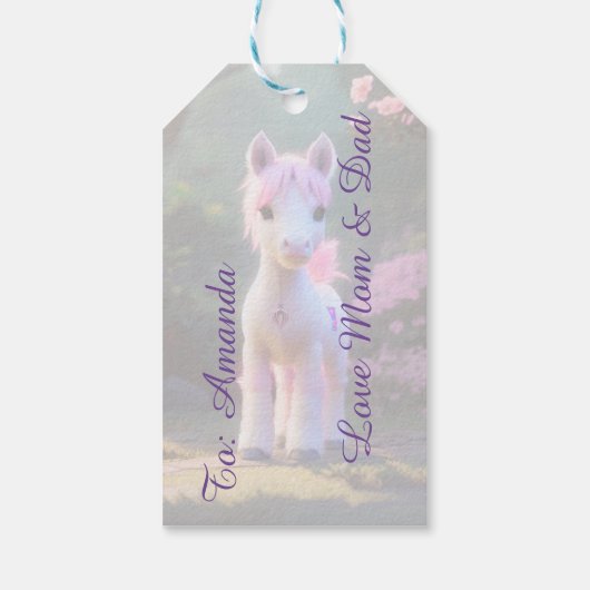 Schattigee 3D Spirit Pony 10 Cadeaulabel (Achterkant)