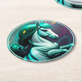 Schattigee 3D Spirit Pony 24 Ronde Kartonnen Onderzetter (Gebogen)