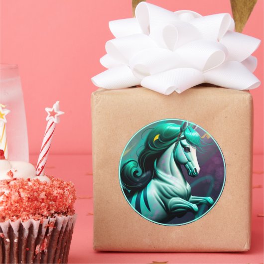 Schattigee 3D Spirit Pony 24 Ronde Sticker (Feest)