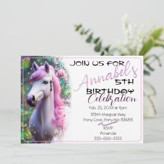 Schattigee 3D Spirit Pony 31 Verjaardagsuitnodigin Kaart