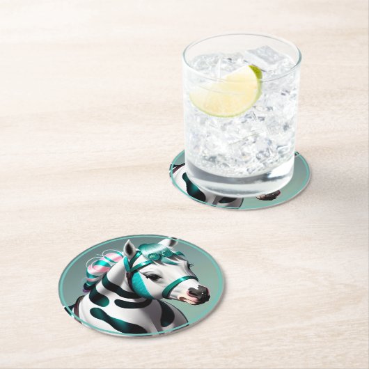 Schattigee 3D Spirit Pony 7 Ronde Kartonnen Onderzetter (Insitu)