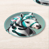 Schattigee 3D Spirit Pony 7 Ronde Kartonnen Onderzetter (Gebogen)