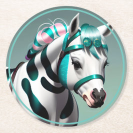 Schattigee 3D Spirit Pony 7 Ronde Kartonnen Onderzetter