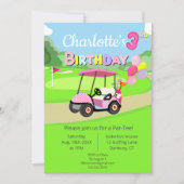 Schattigee 3e Verjaardag Polka Dot Pink Girly Golf Kaart (Voorkant)