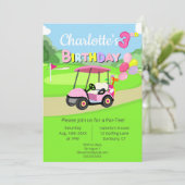 Schattigee 3e Verjaardag Polka Dot Pink Girly Golf Kaart (Staand voorkant)