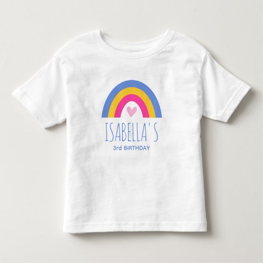 Schattigee 3e Verjaardag Regenboog Aangepaste Naam Kinder Shirts (Voorkant)