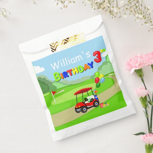 Schattigee 3e Verjaardag Rode Golf Cart Boy's Bedankzakje (Gezegeld)