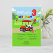 Schattigee 3e Verjaardag Rode Golf Cart Boy's Kaart (Staand voorkant)